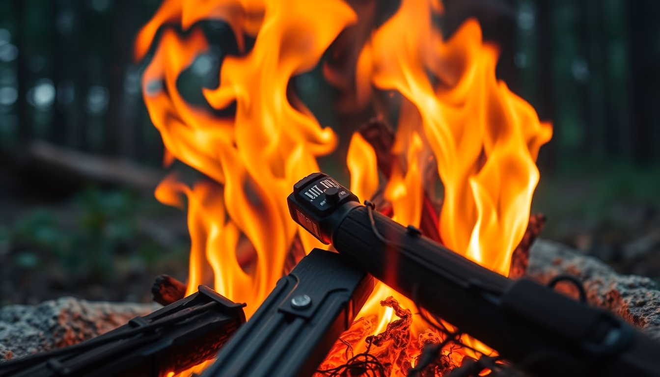 campfire roaring forest in editorial style