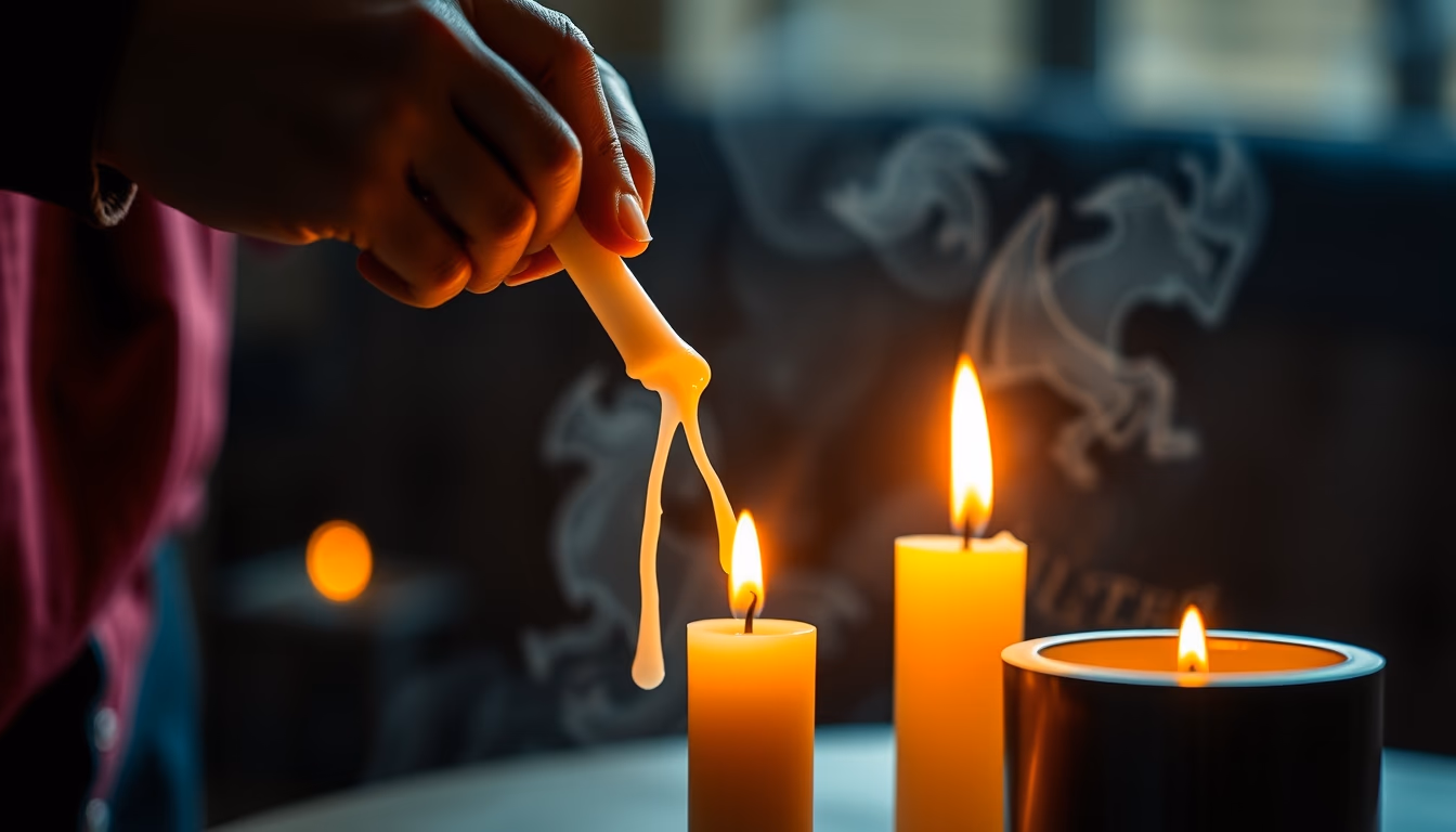 candle pouring hot wax in editorial style