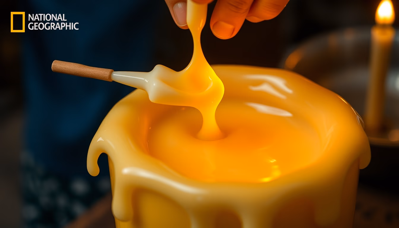 candle pouring hot wax in editorial style