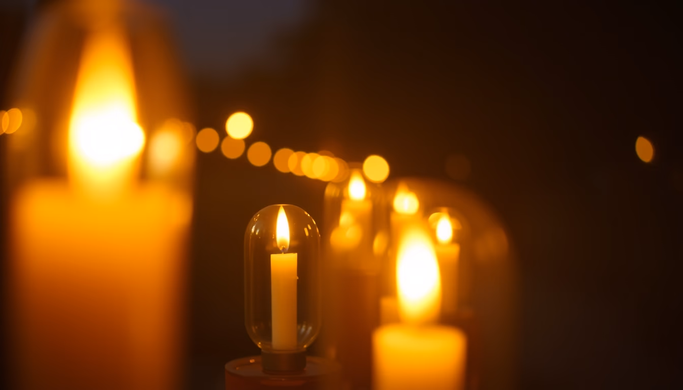 candles soft glow night in editorial style