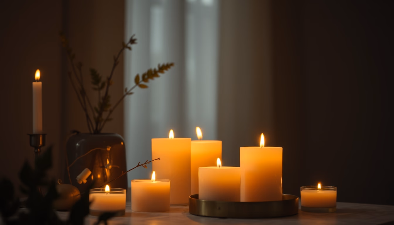 candles soft glow night in editorial style