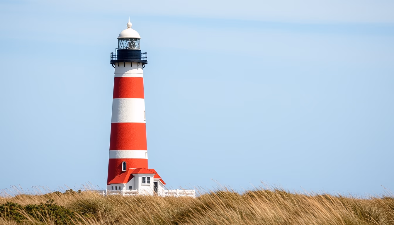 cape hatteras lighthouse stripe in editorial style