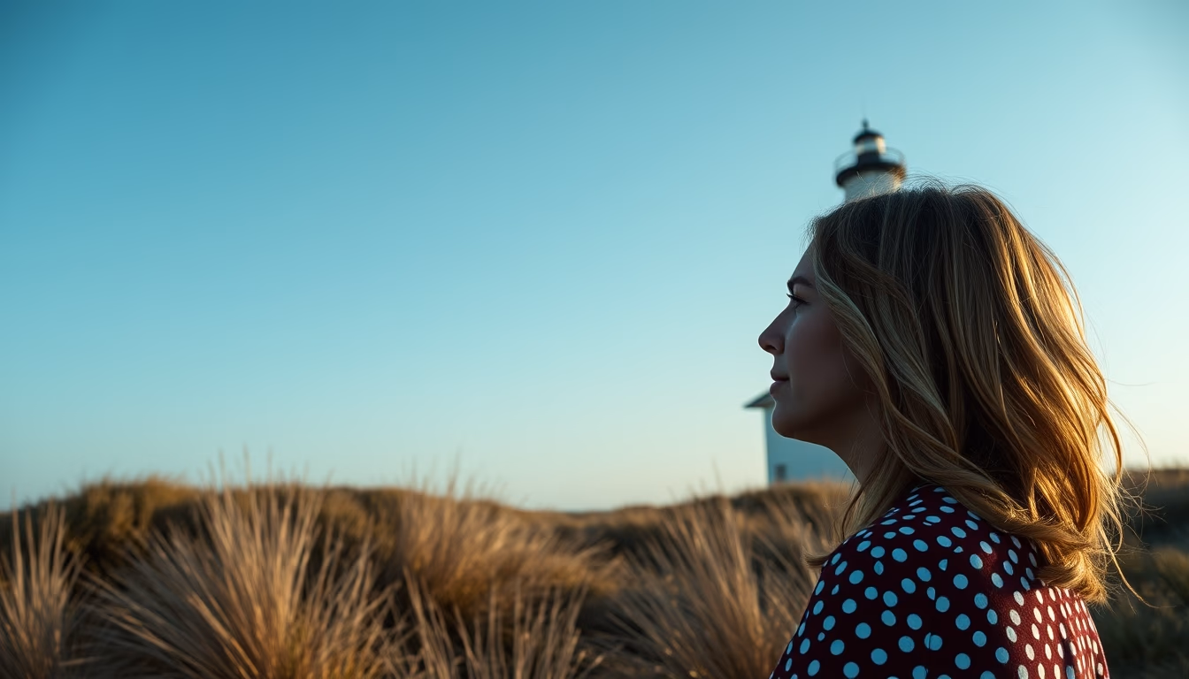 cape hatteras lighthouse stripe in editorial style