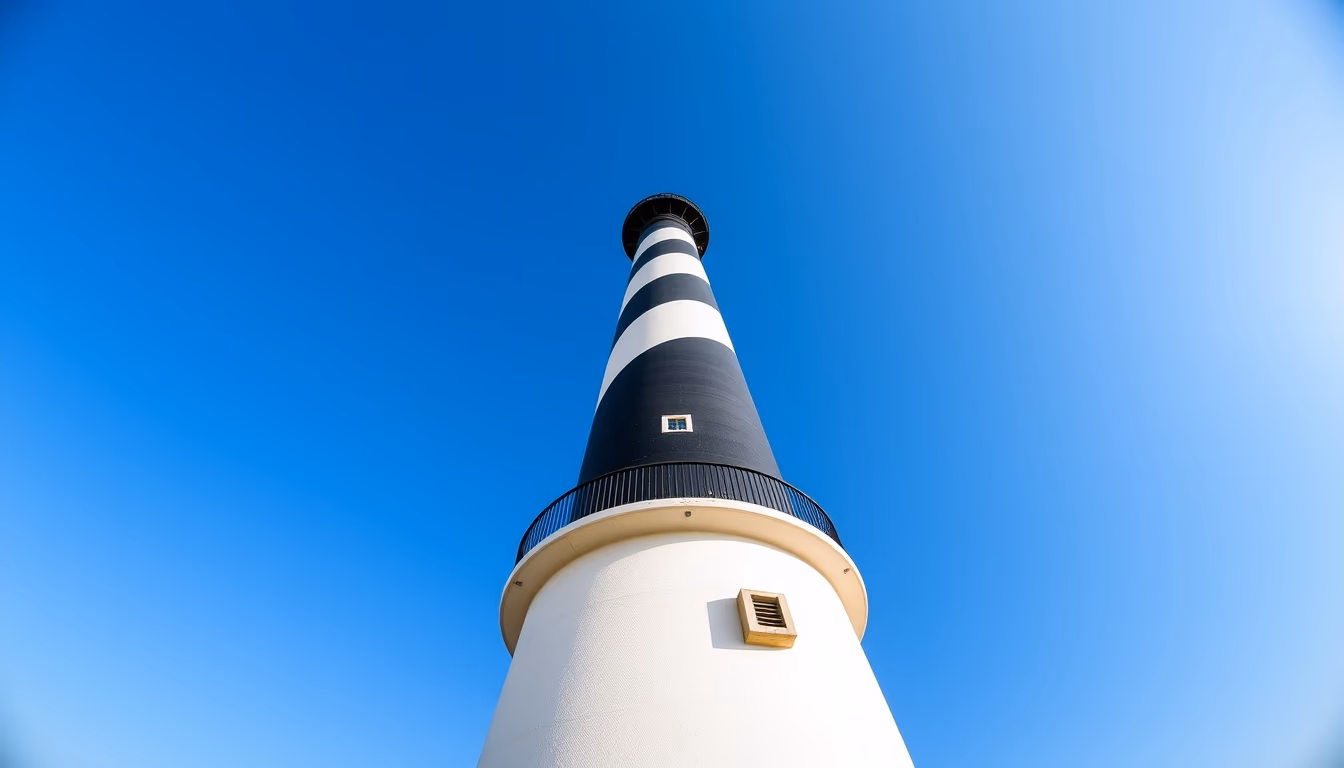 cape hatteras lighthouse stripe in editorial style