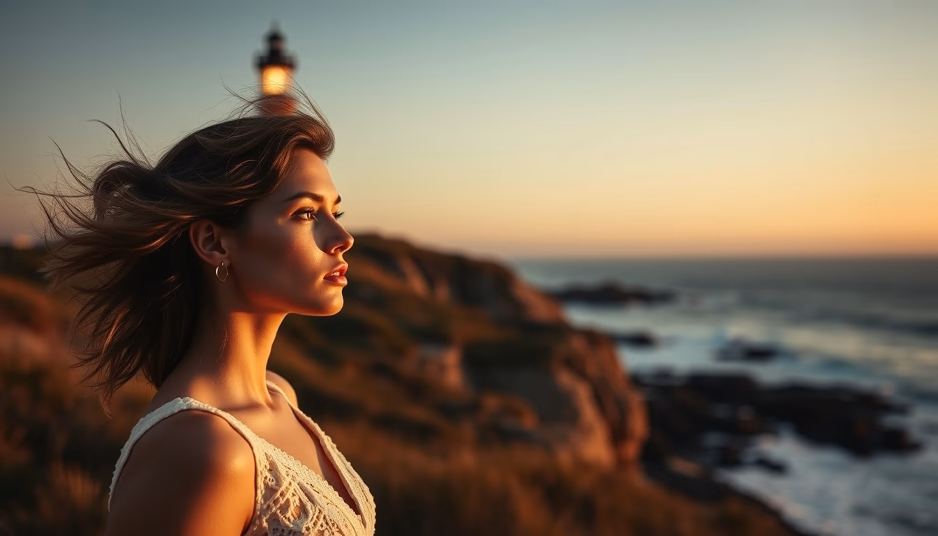 cape hatteras lighthouse stripe in editorial style