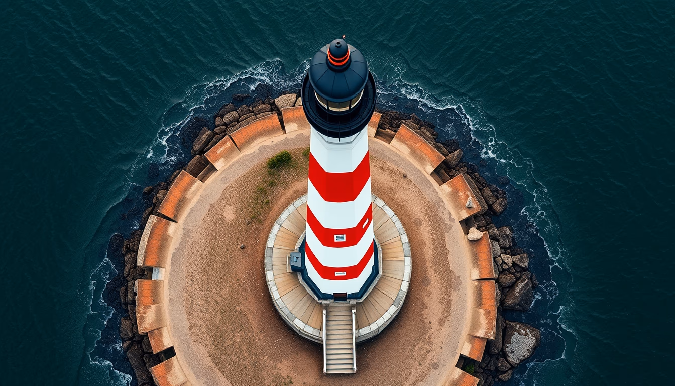 cape hatteras lighthouse stripe in editorial style