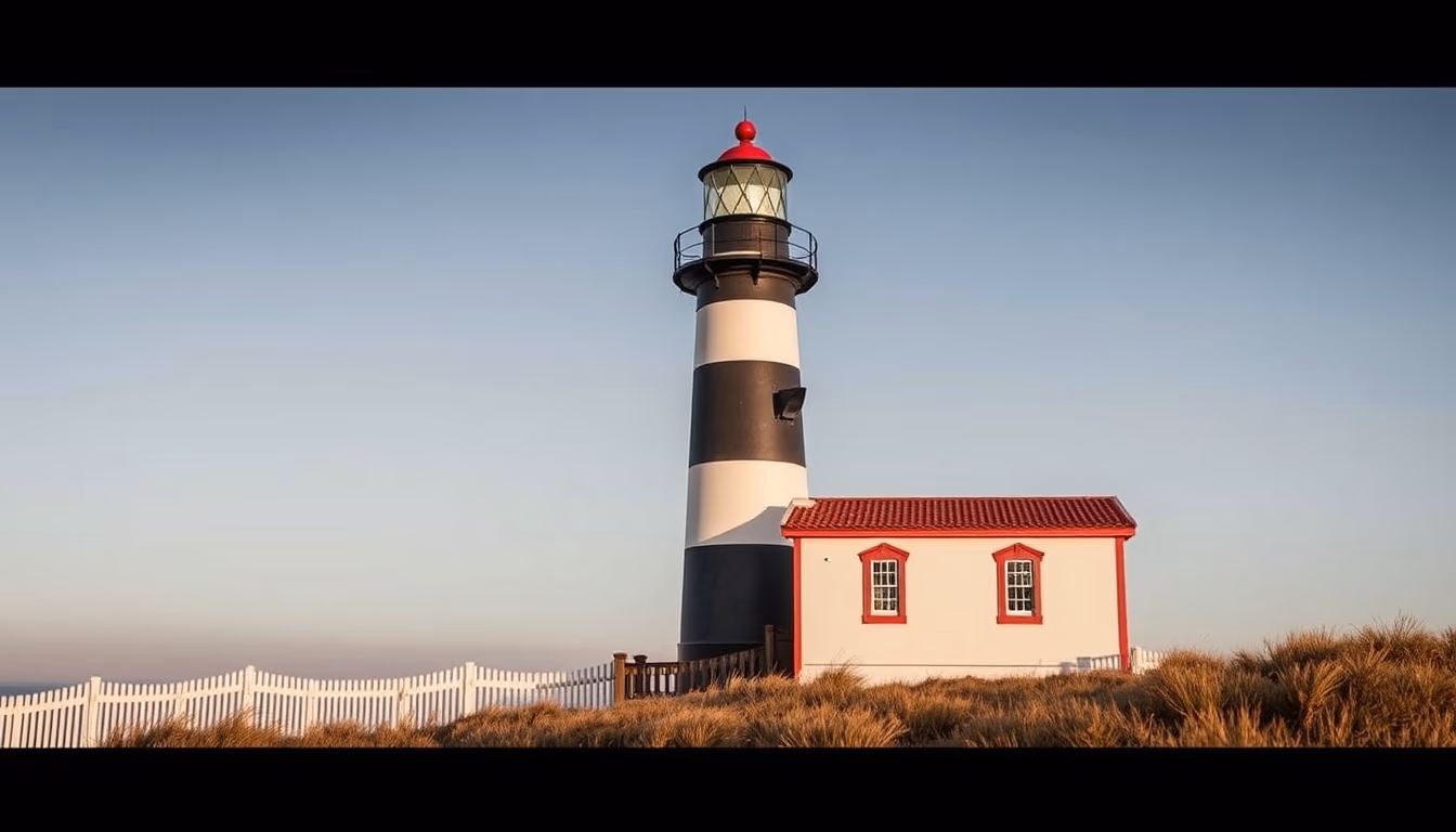 cape hatteras lighthouse stripe in editorial style