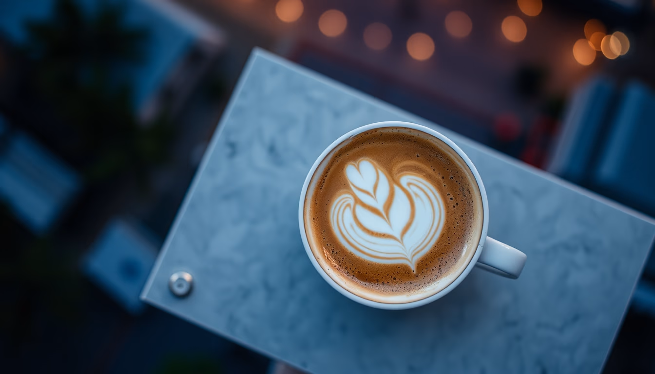 cappuccino with foam art in editorial style