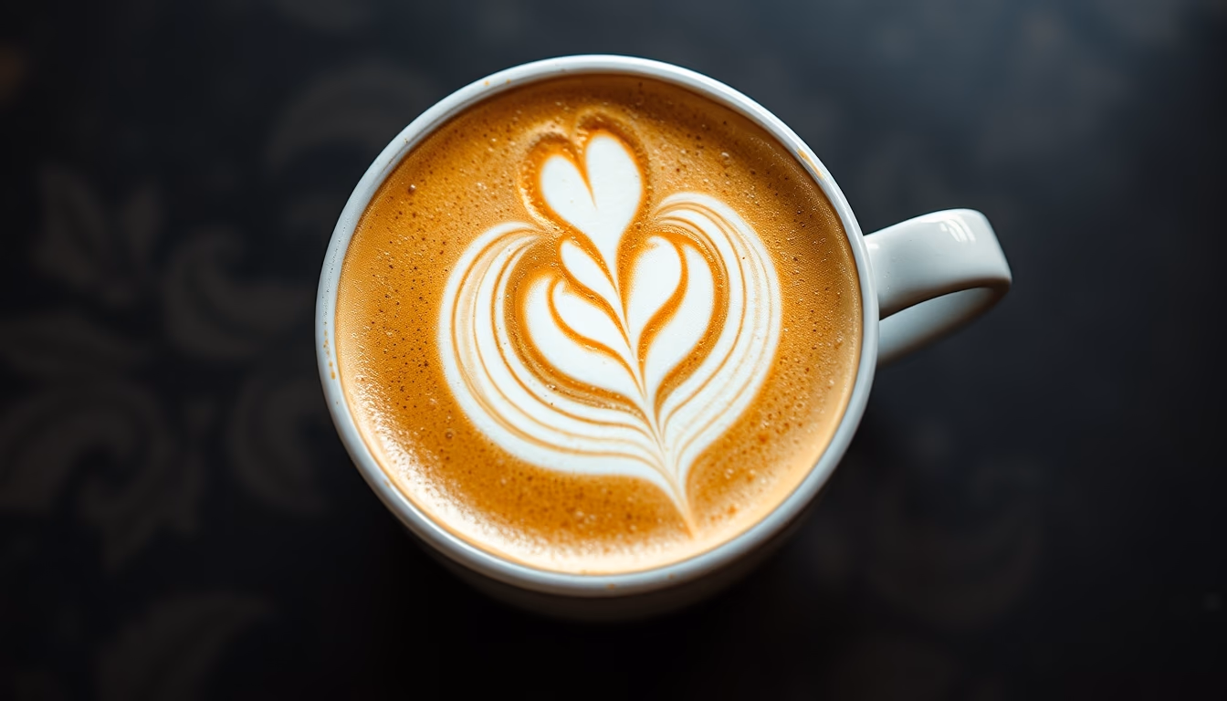 cappuccino with foam art in editorial style