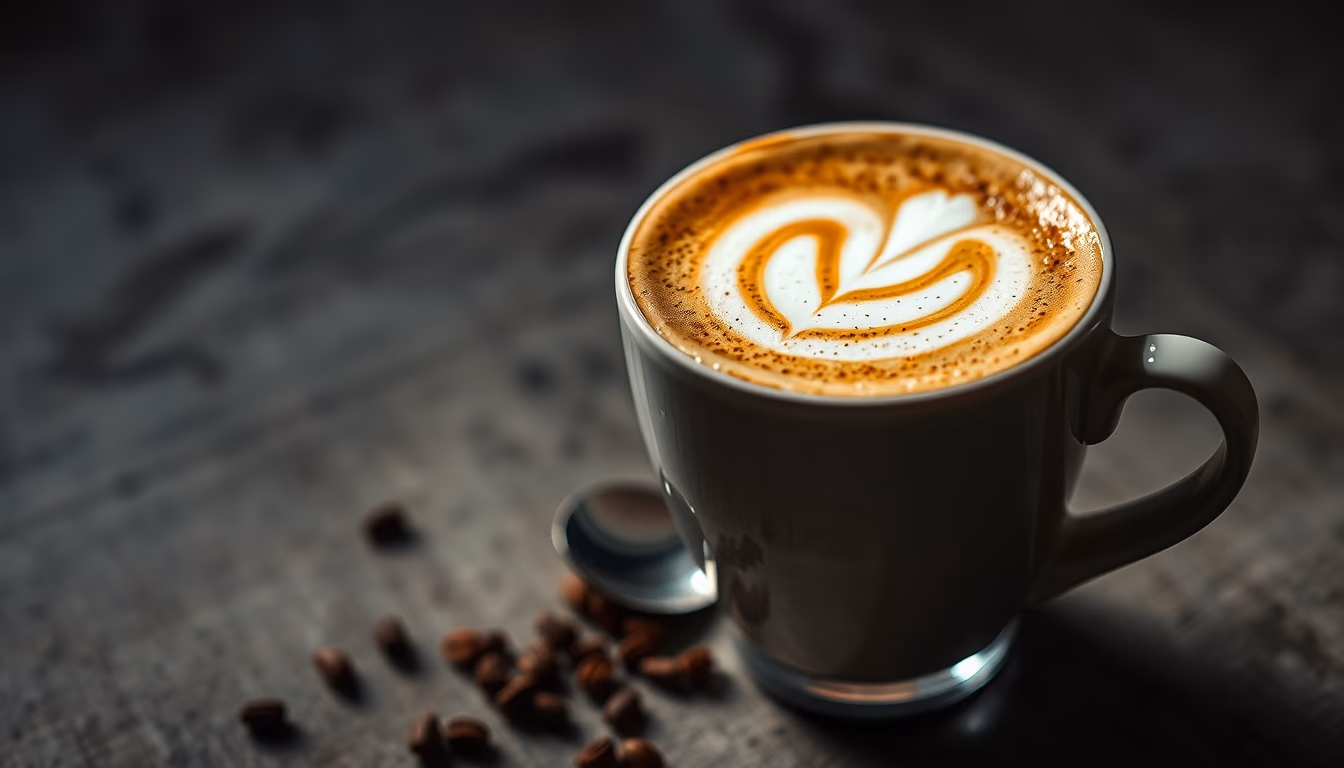 cappuccino with foam art in editorial style