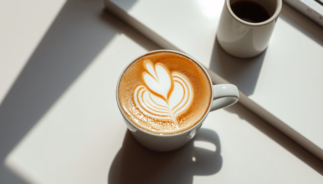 cappuccino with foam art in editorial style