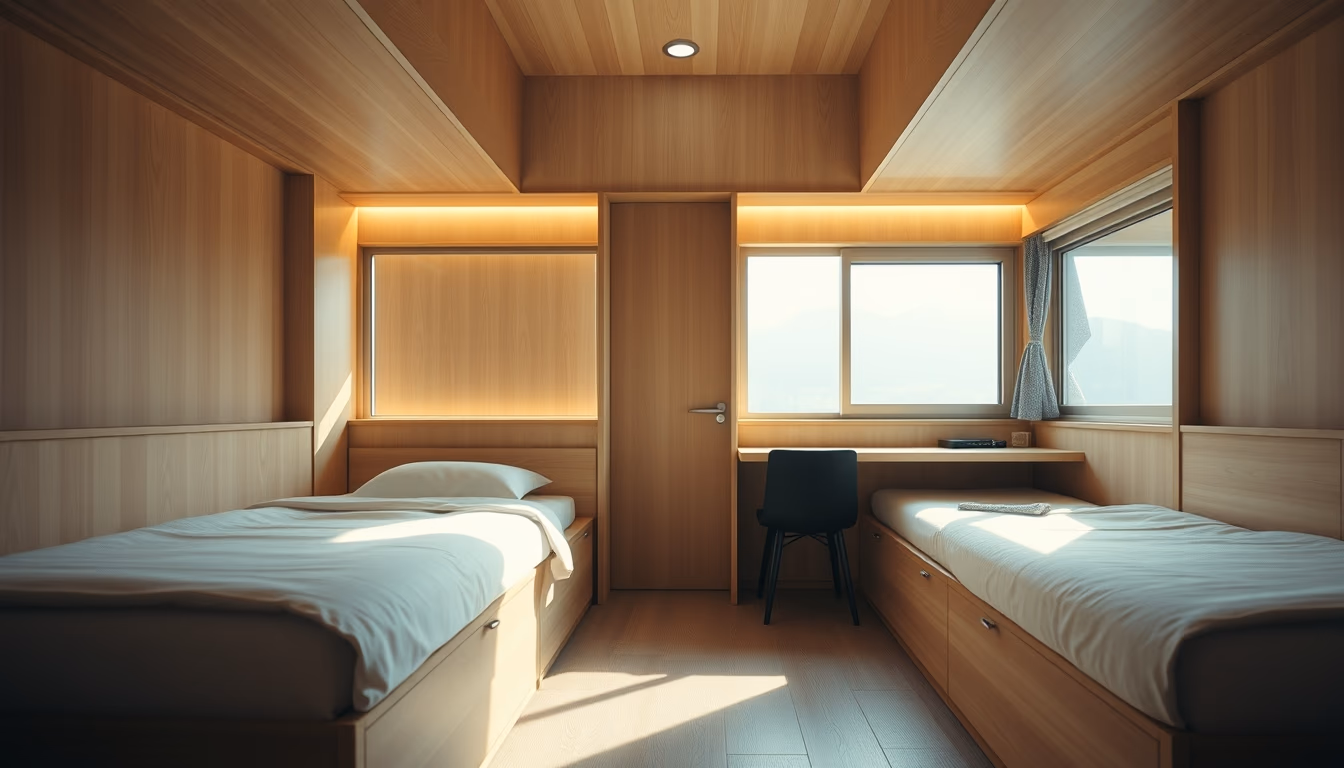 capsule hotel japan in editorial style