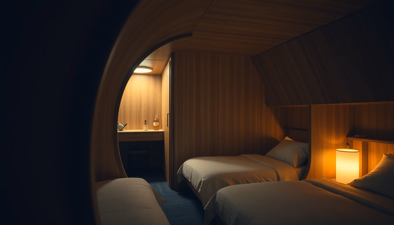 capsule hotel japan in editorial style