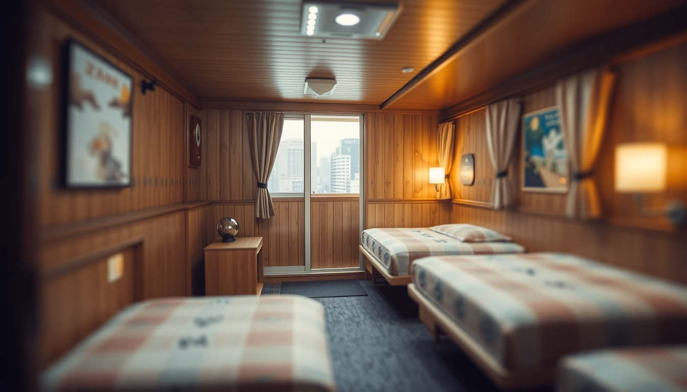 capsule hotel japan in editorial style