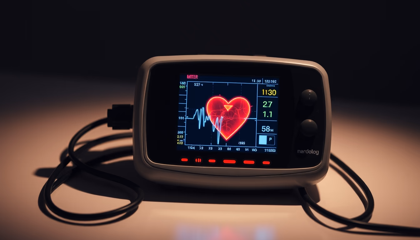 cardiology heart monitor in editorial style