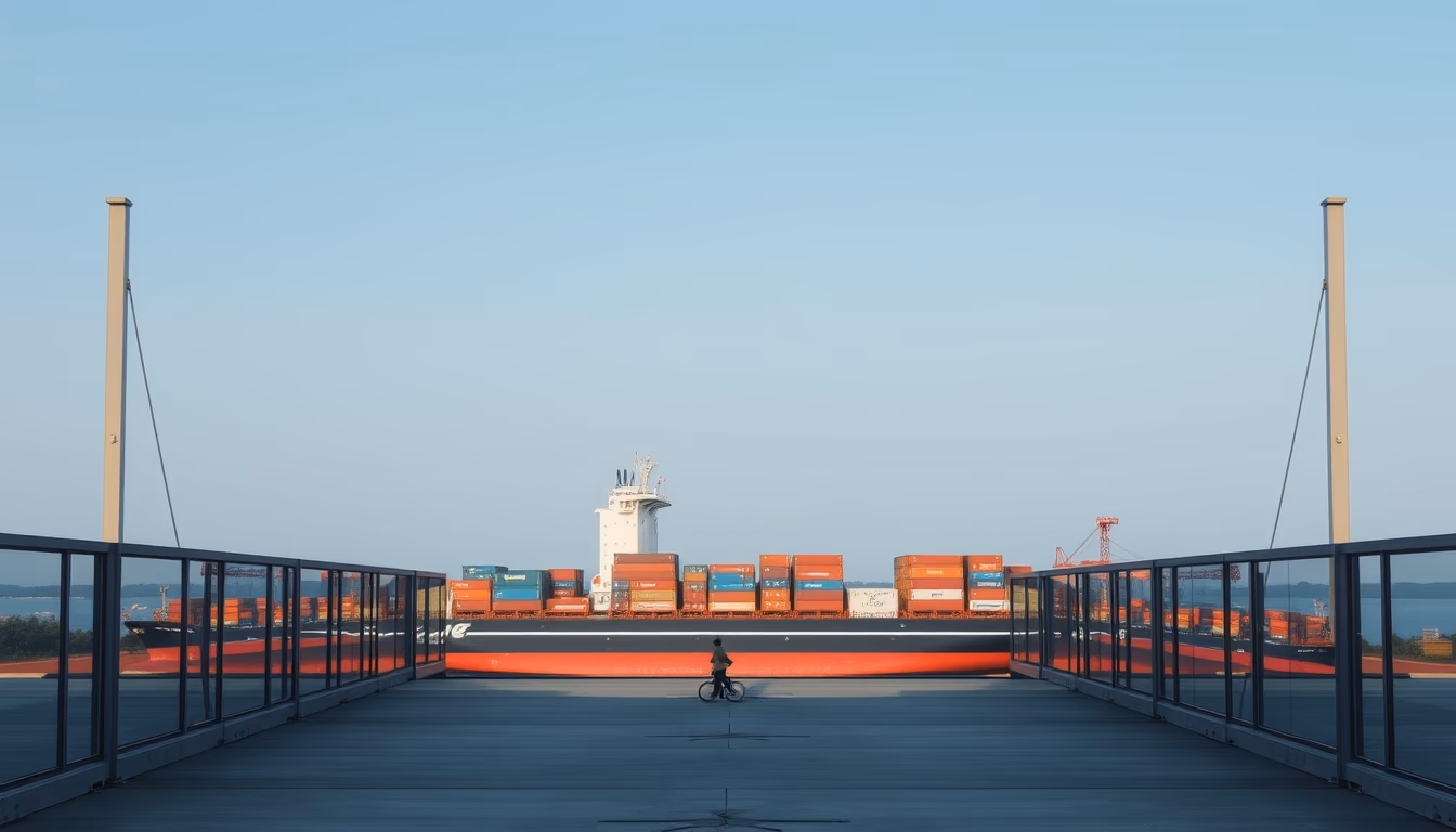 cargo ship horizon in editorial style