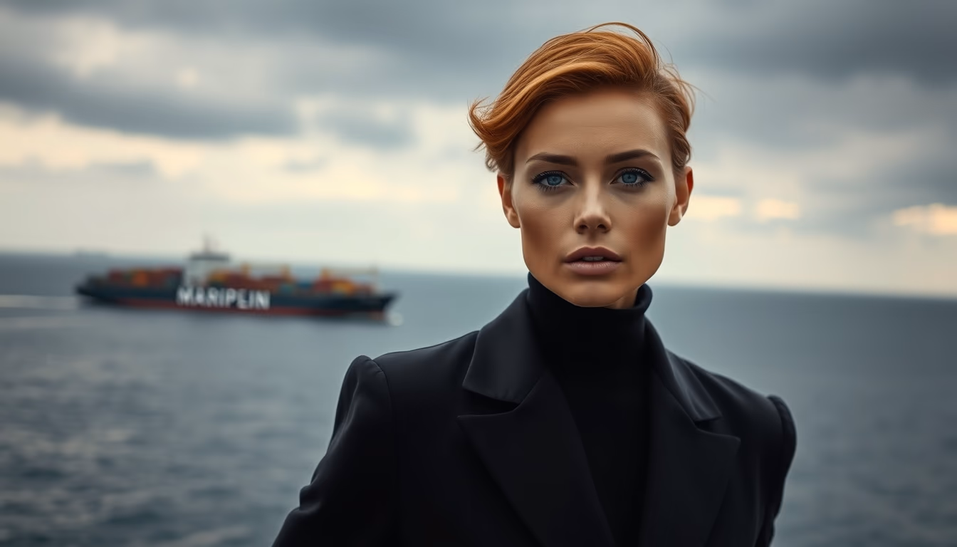 cargo ship horizon in editorial style