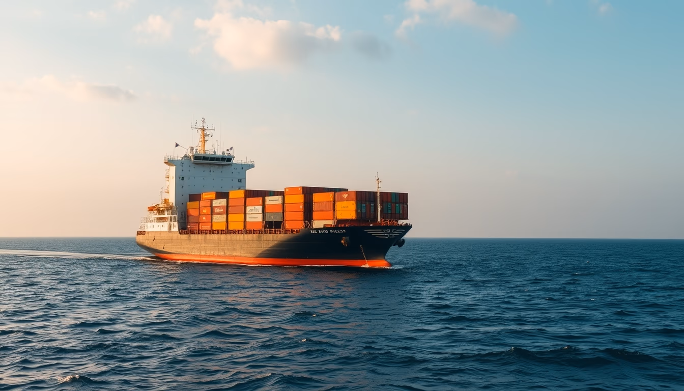 cargo ship horizon in editorial style