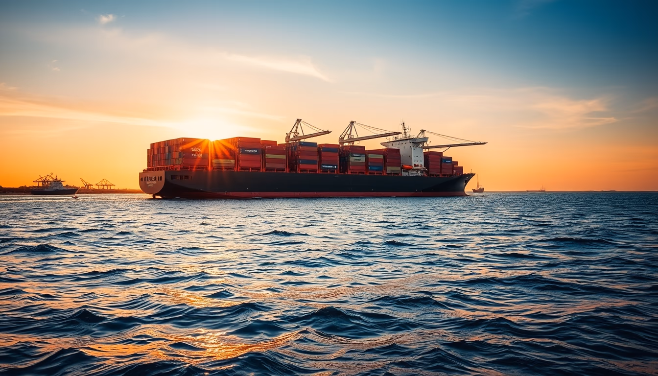 cargo ship horizon in editorial style