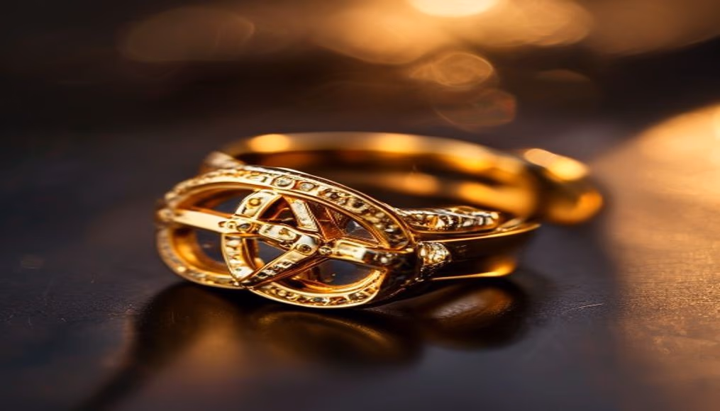 cartier cufflinks trinity gold in luxury editorial photography