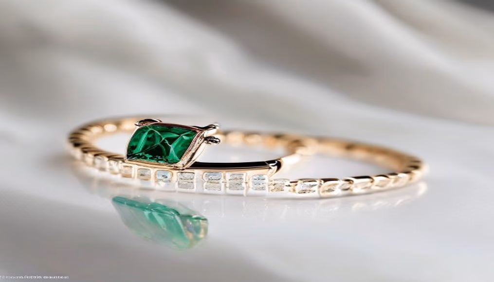 cartier panthere bracelet emerald in luxury editorial photography