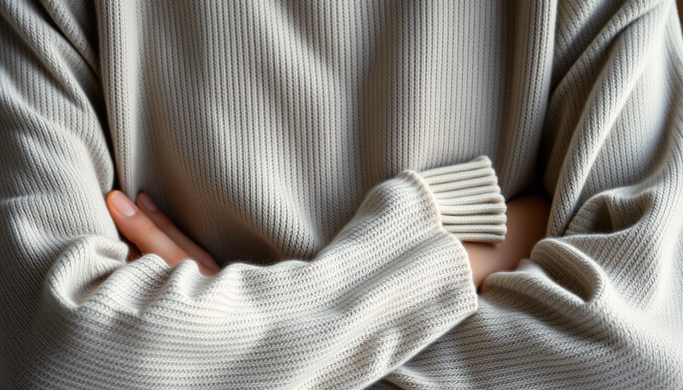 cashmere sweater folded in editorial style