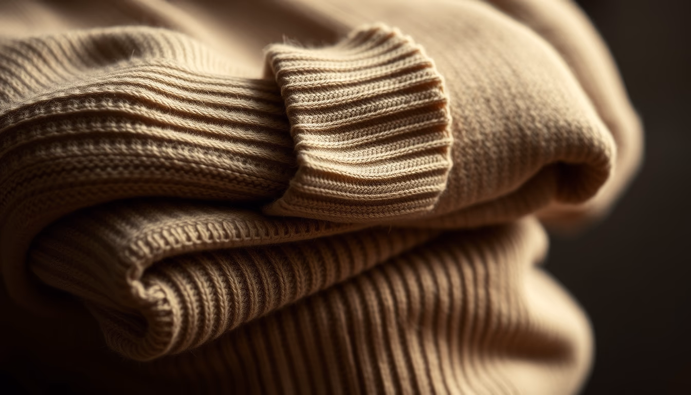 cashmere sweater folded in editorial style