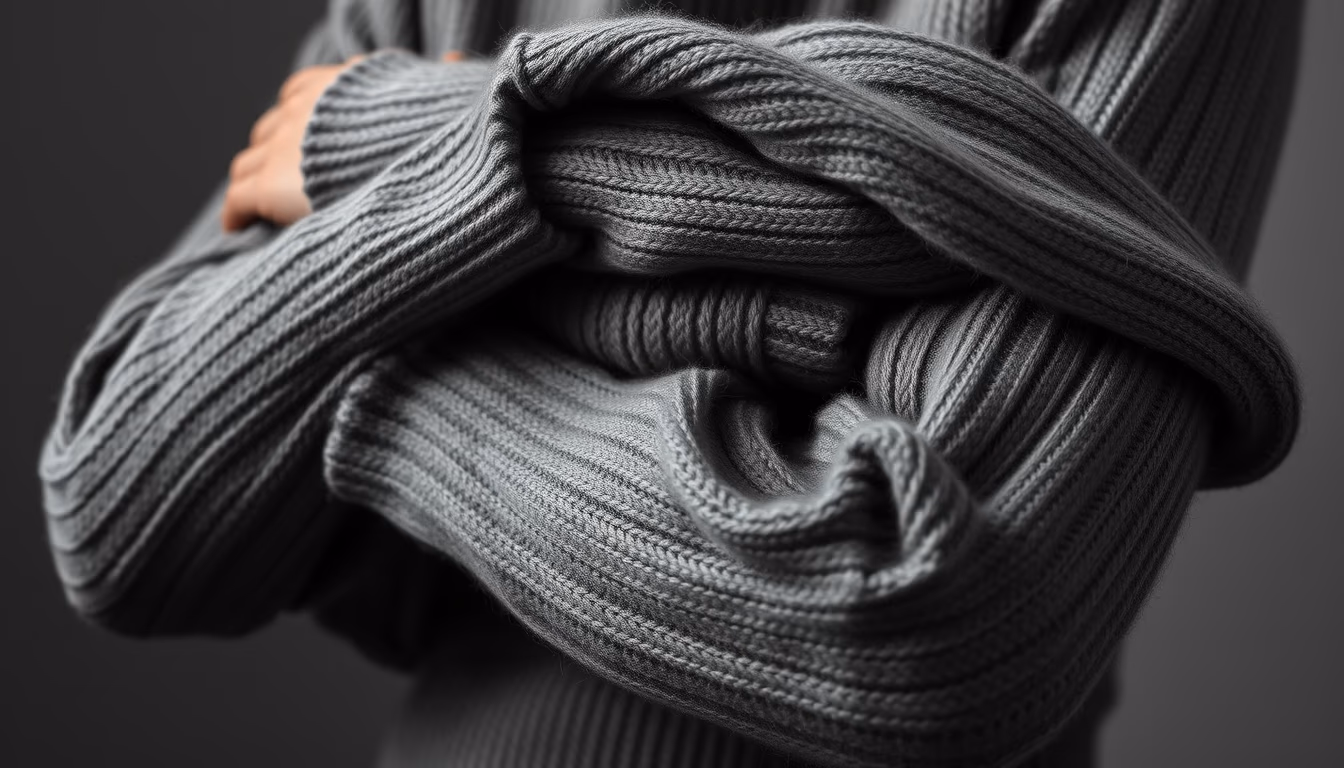 cashmere sweater folded in editorial style