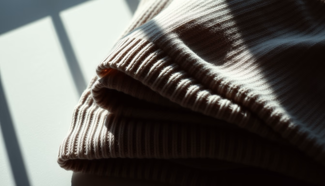 cashmere sweater folded in editorial style