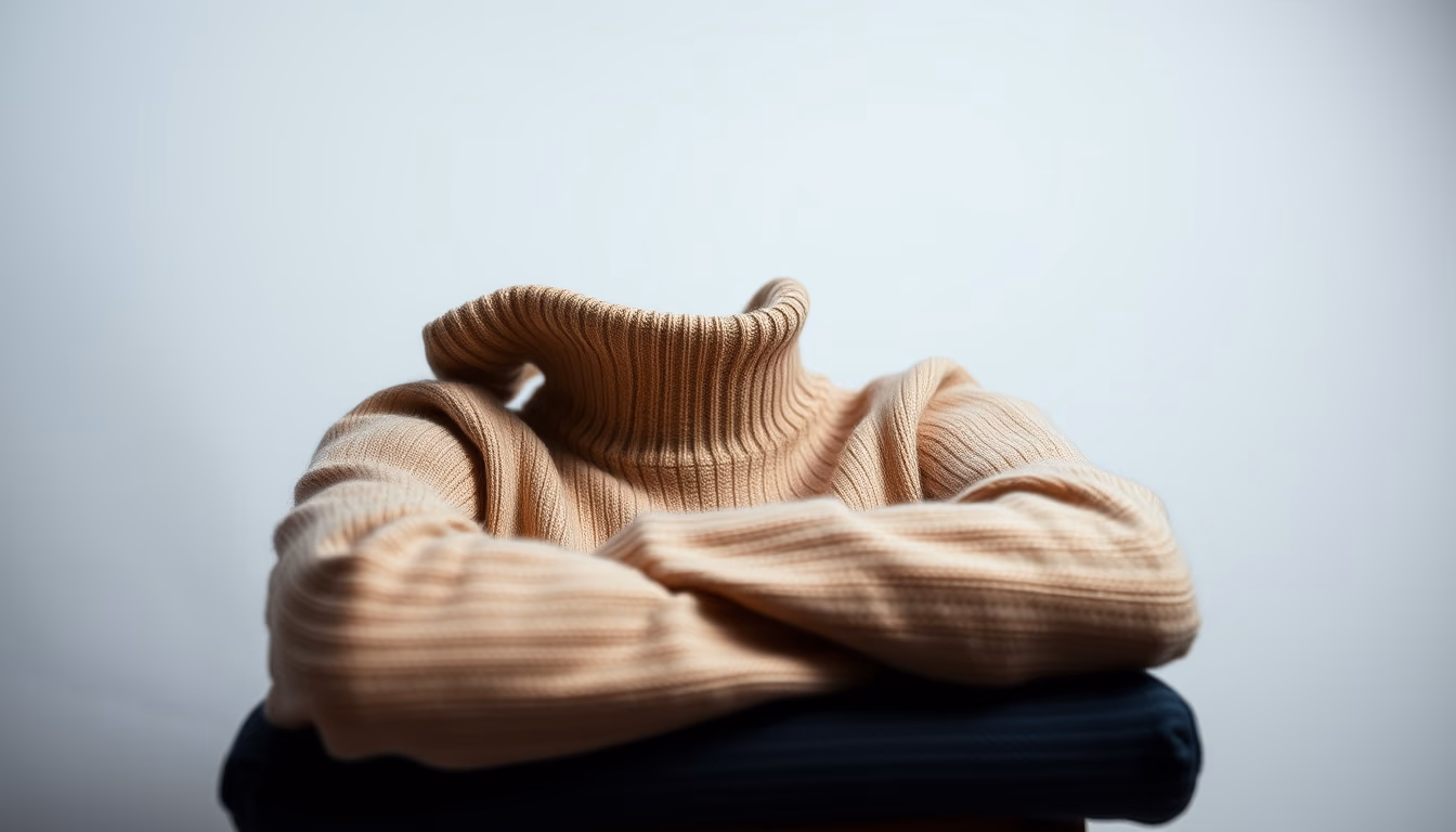 cashmere sweater folded in editorial style