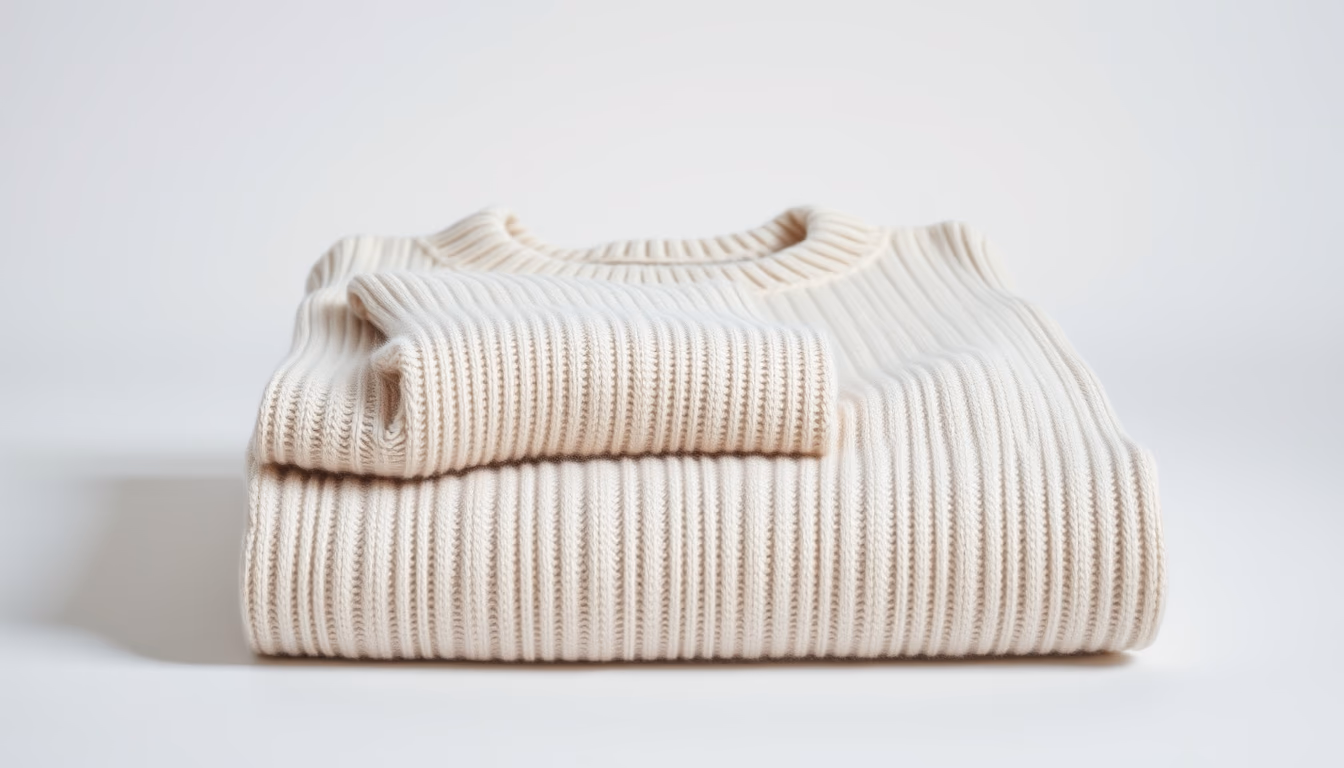 cashmere sweater folded in editorial style