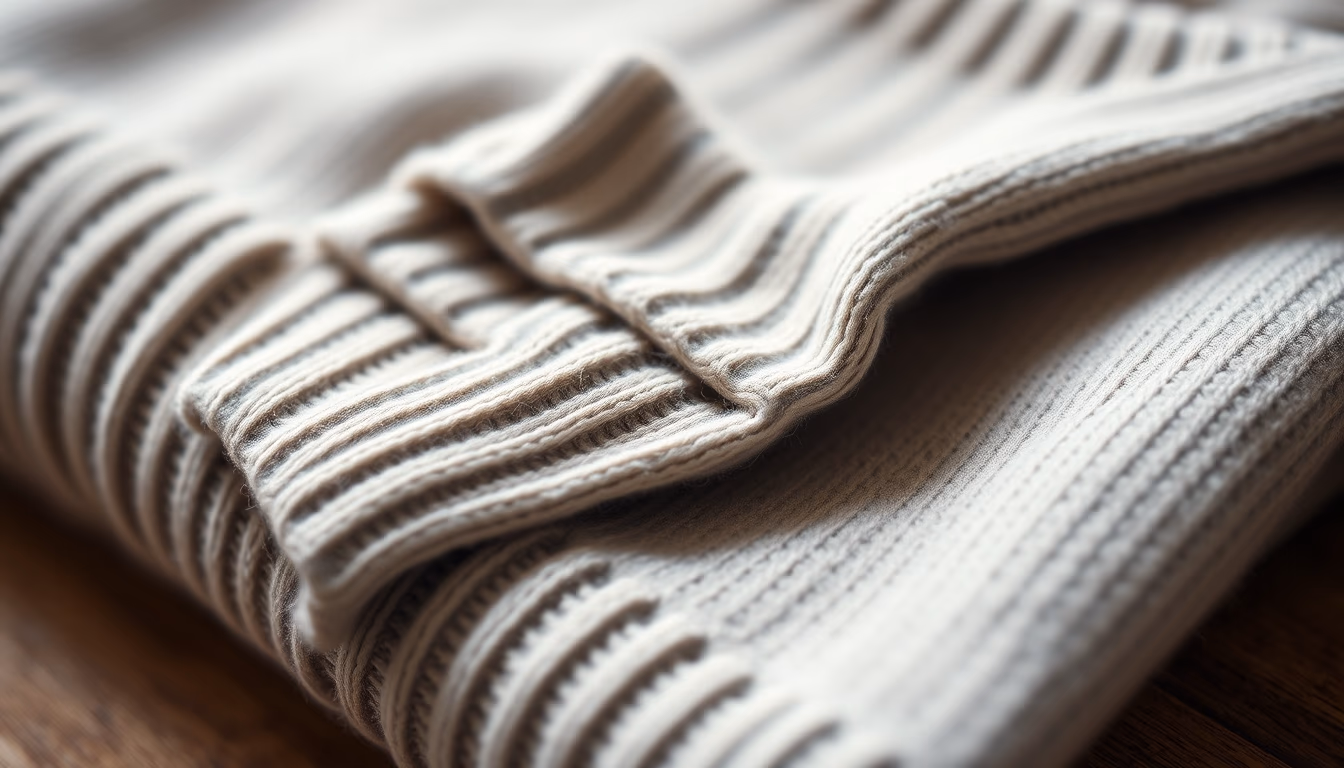 cashmere sweater folded in editorial style