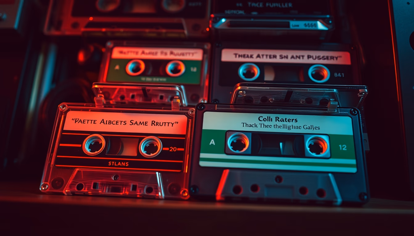 cassette tape collection retro in editorial style