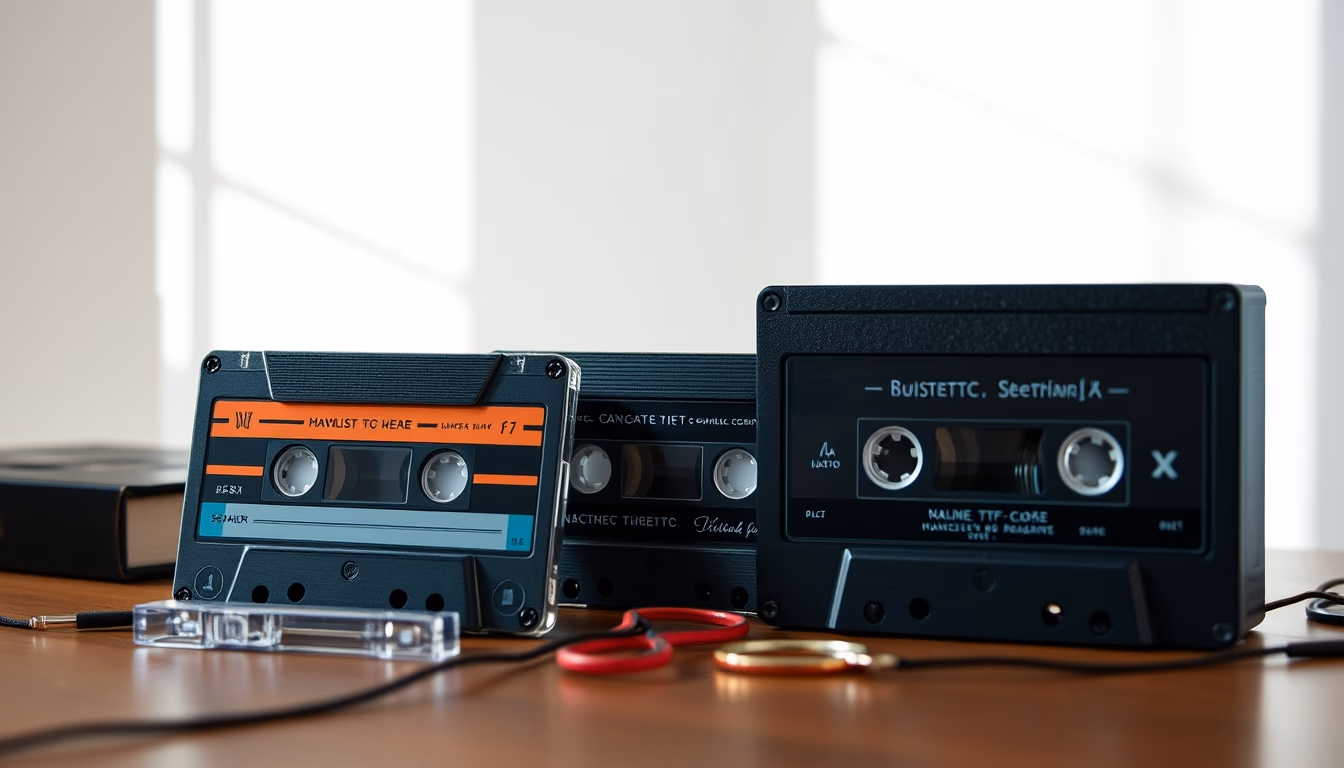 Cassette tape collection retro em estilo editorial