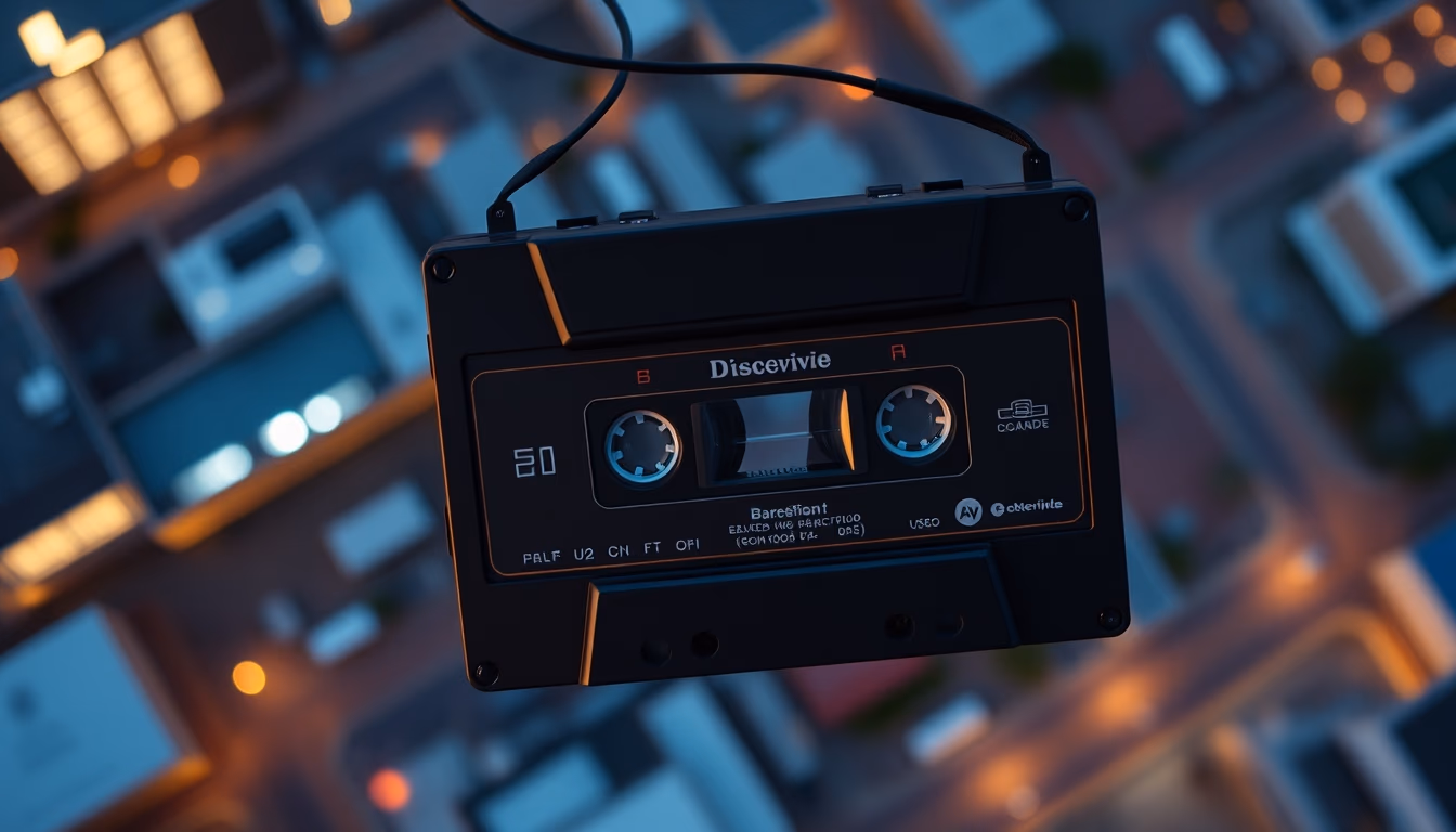 cassette walkman 1980s in editorial style