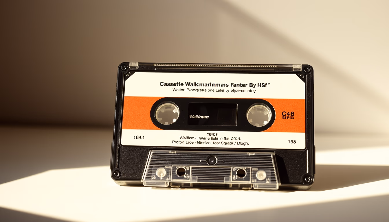 cassette walkman 1980s in editorial style