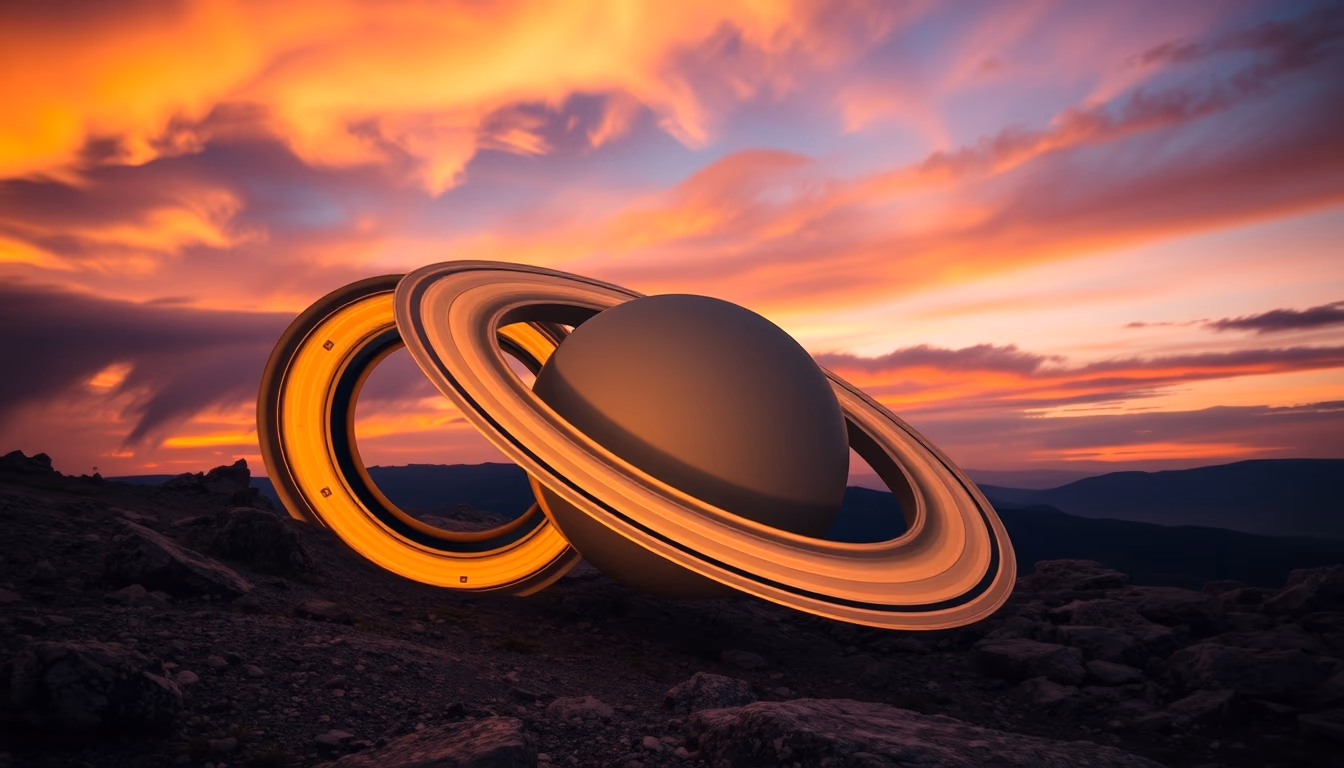 cassini saturn rings in editorial style