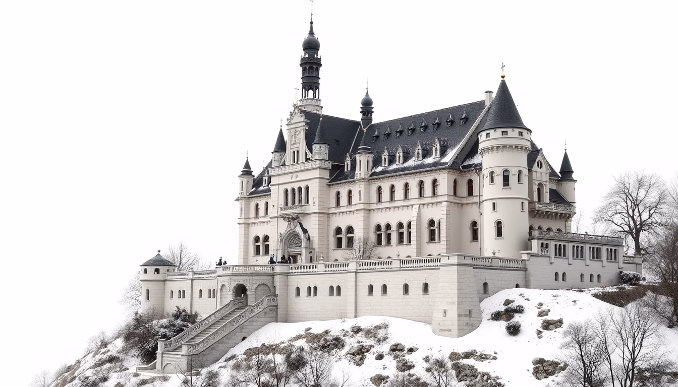 castle neuschwanstein in editorial style