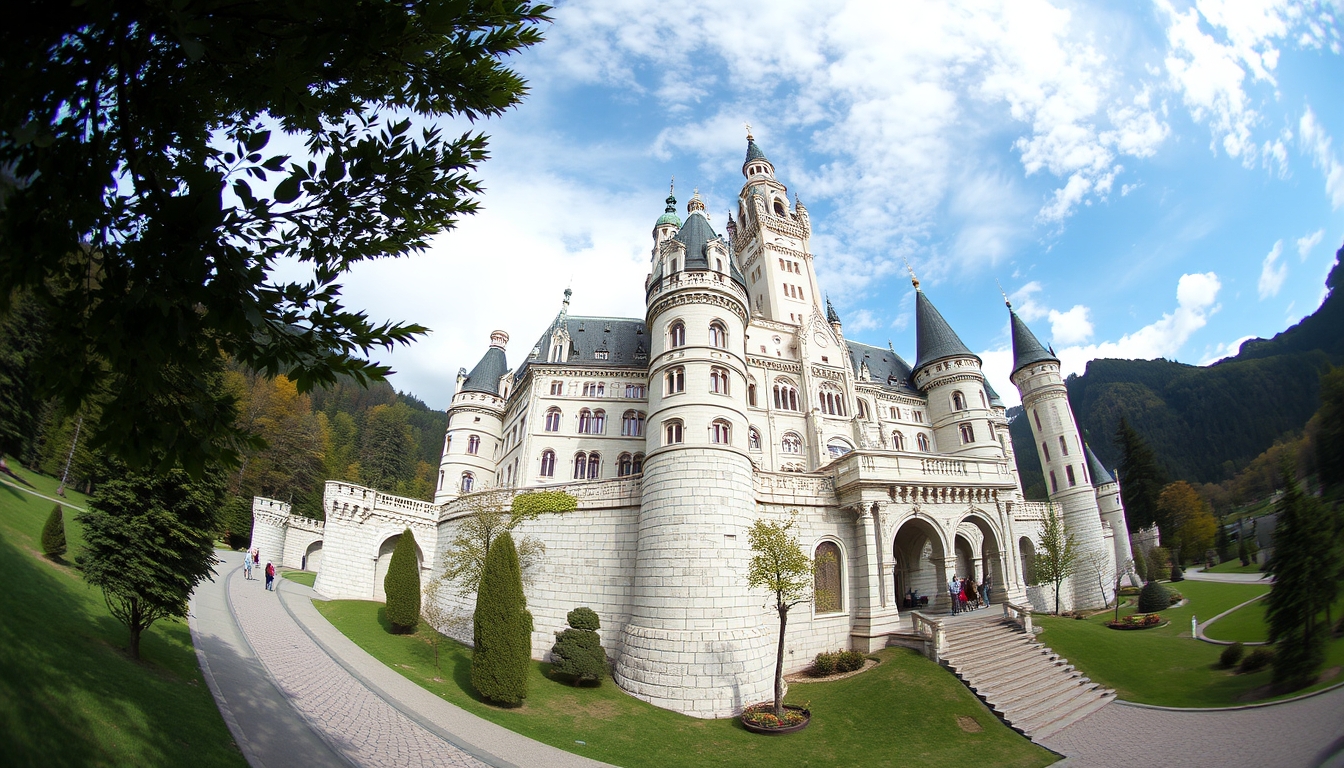 castle neuschwanstein in editorial style