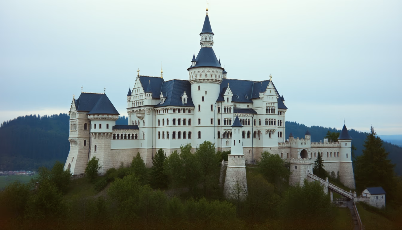 castle neuschwanstein in editorial style