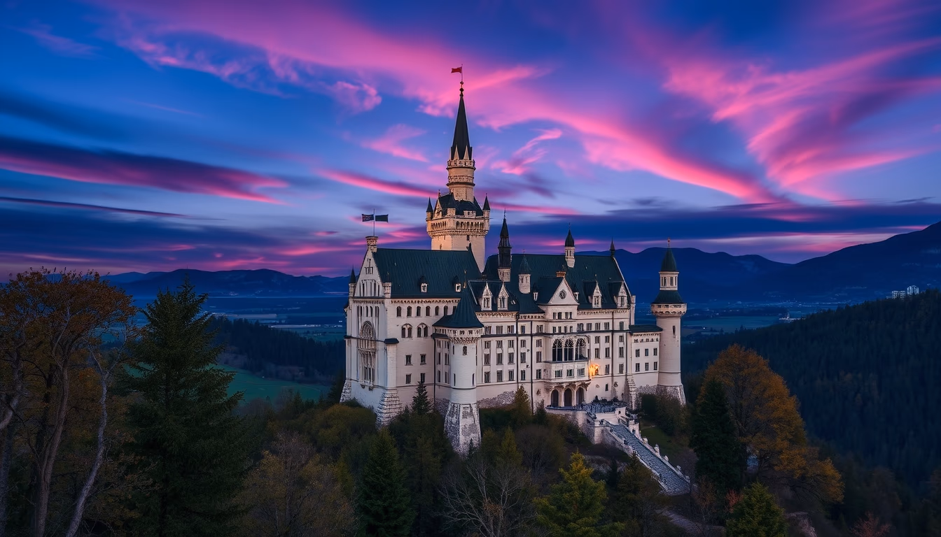 castle neuschwanstein in editorial style