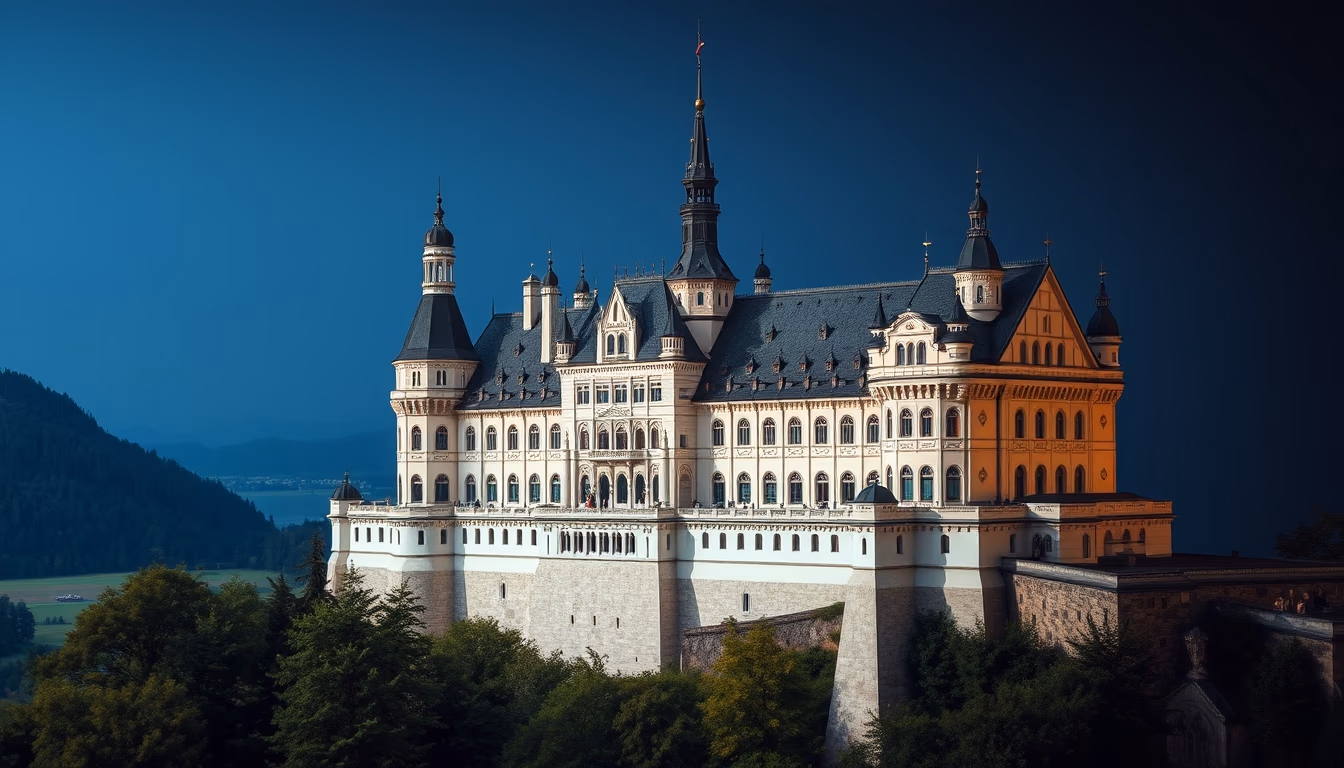 castle neuschwanstein in editorial style
