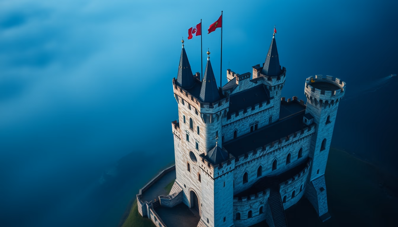 castle tower medieval in editorial style