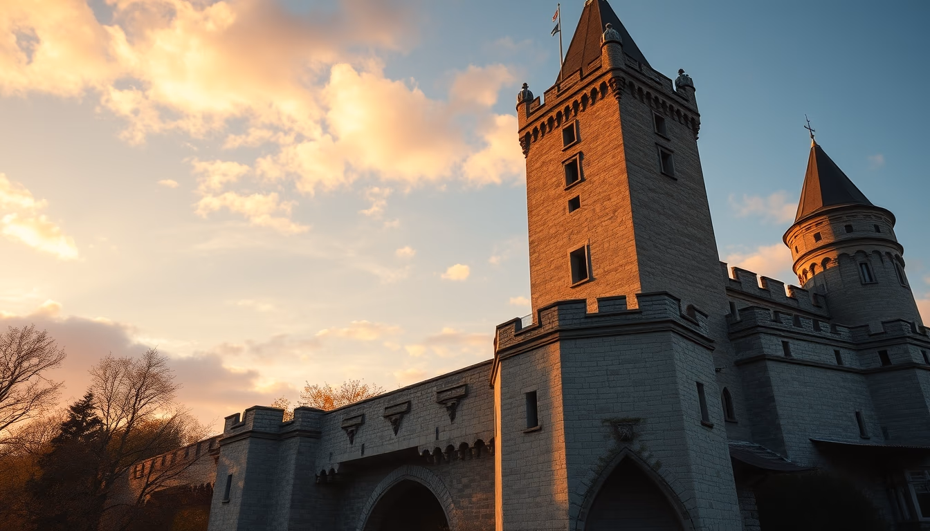 Castle tower medieval em estilo editorial