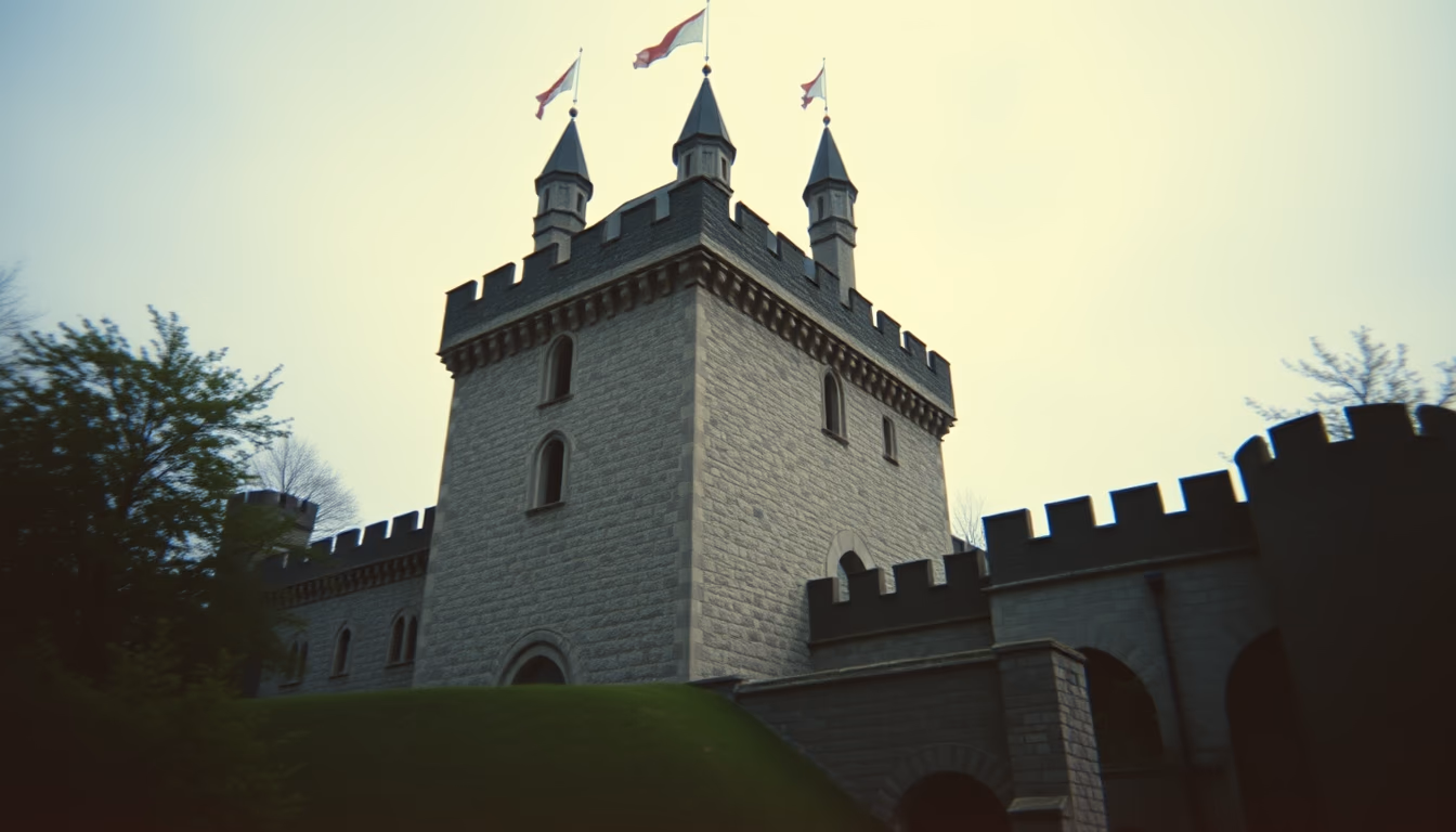 castle tower medieval in editorial style