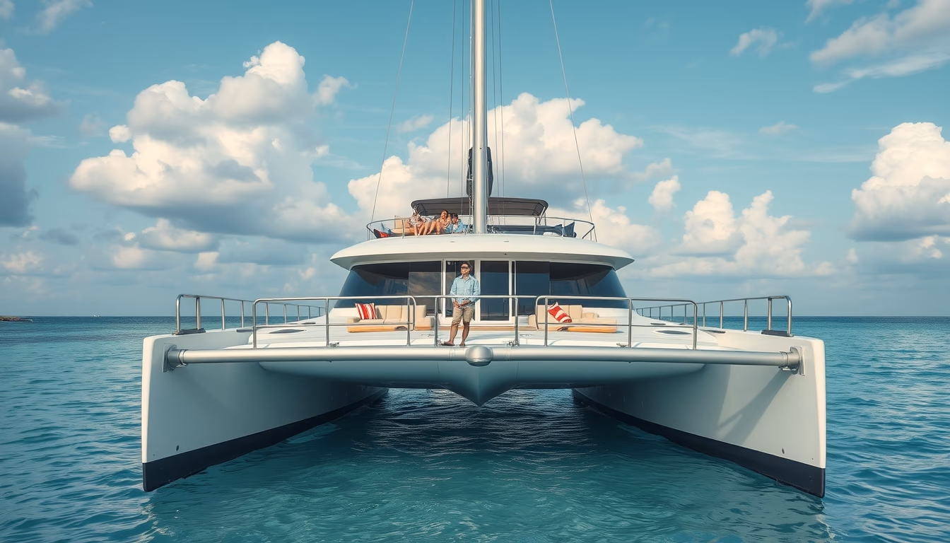 catamaran tropical in editorial style