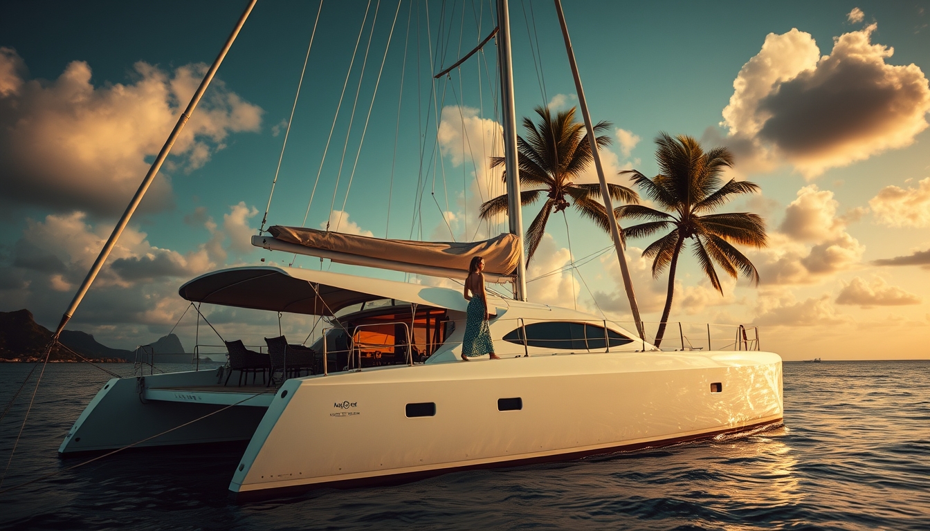 catamaran tropical in editorial style