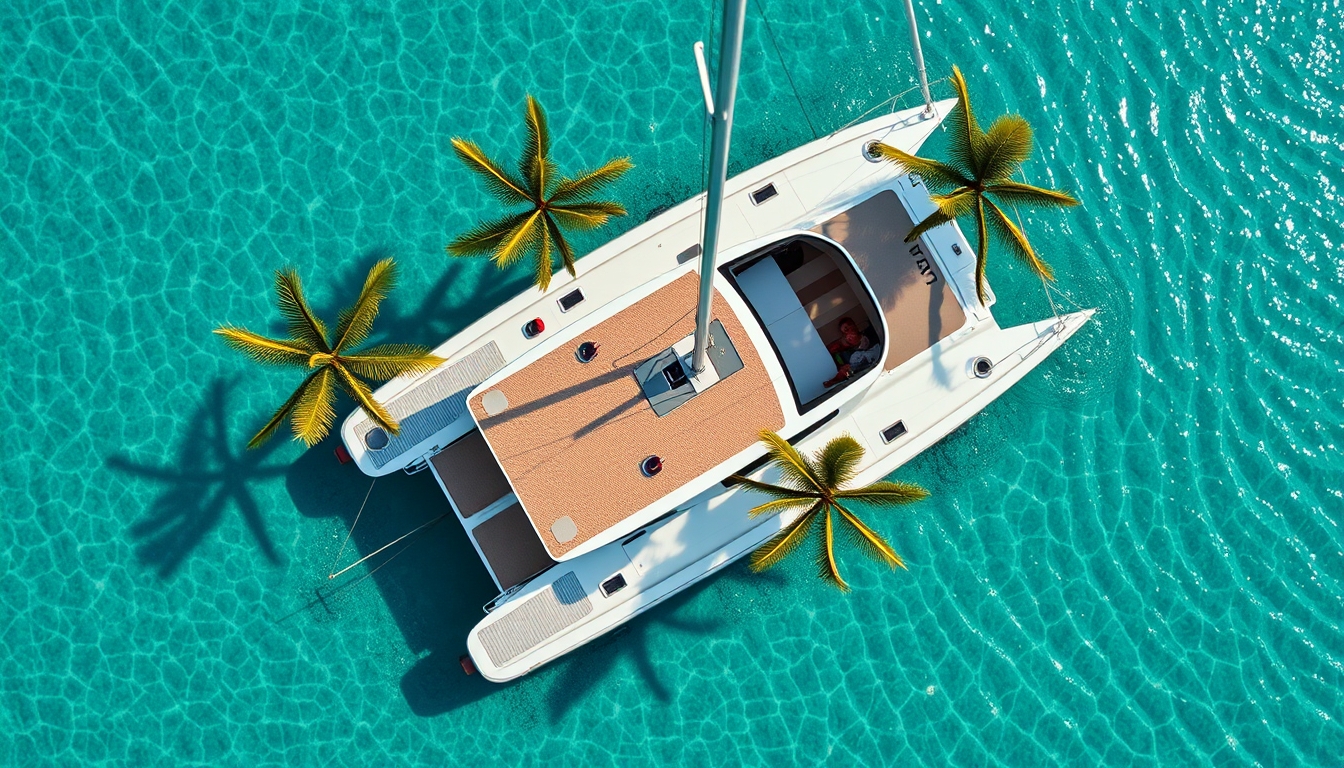 catamaran tropical in editorial style