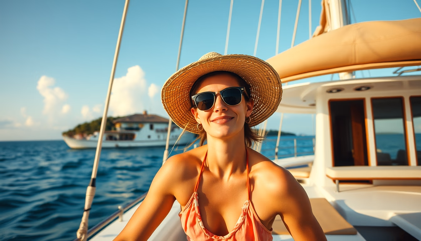 catamaran tropical in editorial style