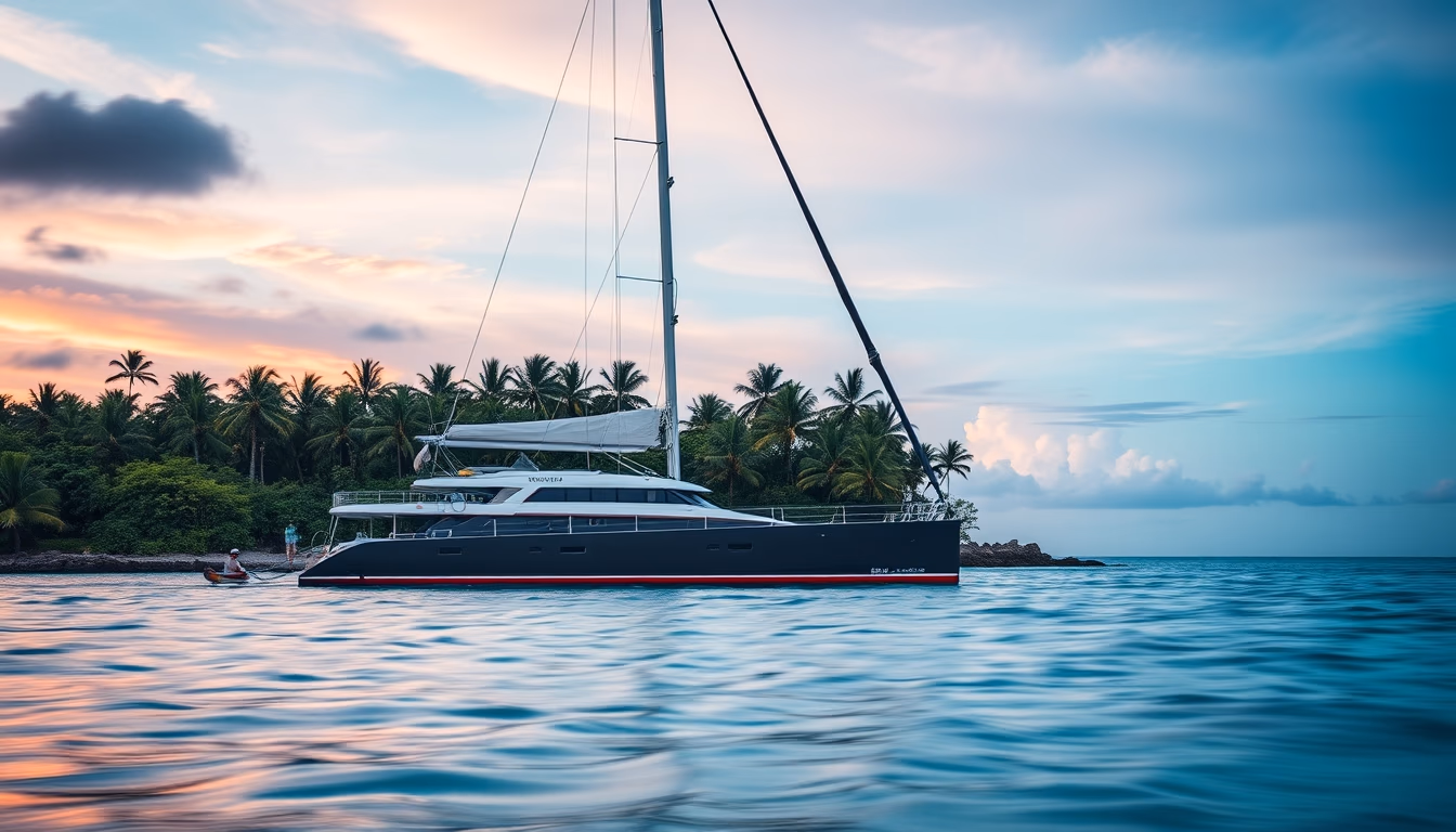 Catamaran tropical em estilo editorial